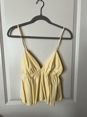 wild fable Pale Yellow Spaghetti Strap Babydoll Camisole